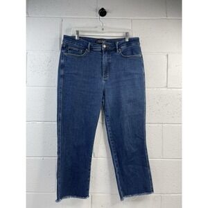 Judy Blue Women's High Rise Straight Leg Jeans With Frayed Raw Hem Size 15/32